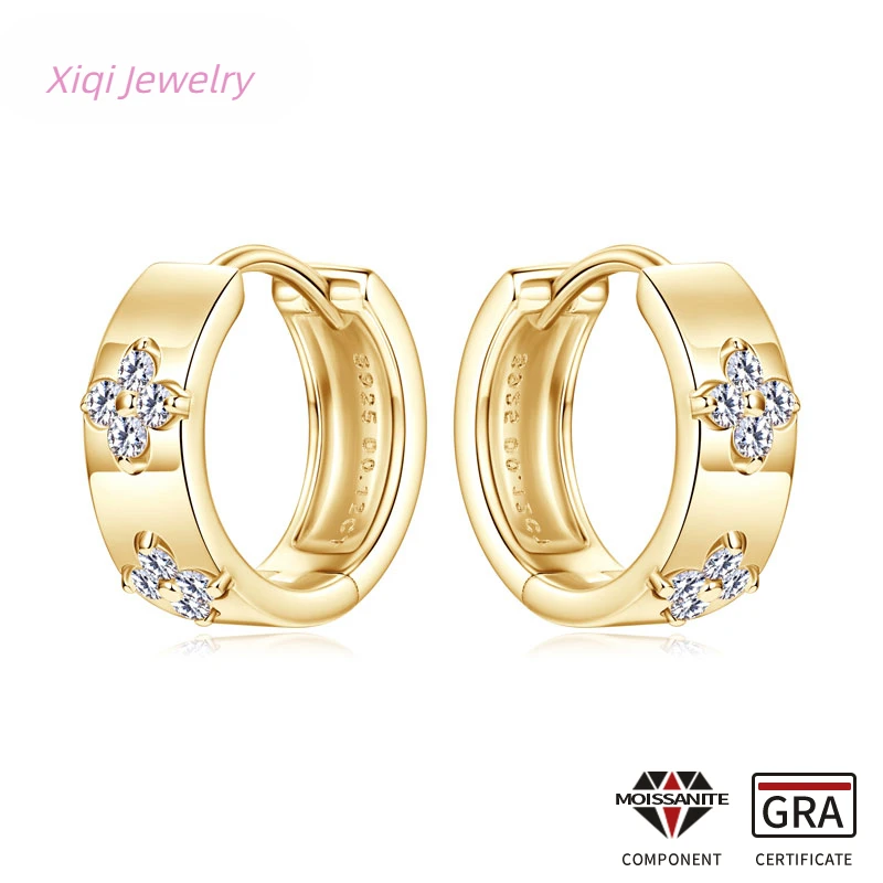 

Xiqi Jewelry GRA Certified Round Moissanite Wreath-style Ladies' Earrings 925 Sterling Silver Earrings Premium Jewelry Gift