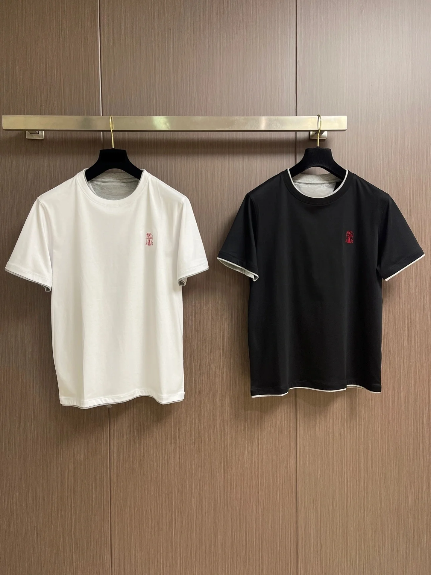 

Italian Style Men's Cotton round Neck Short Sleeve T-Shirt Casual Loose Fit Summer New Arrival Fake Two-Piece Half Sleeve Top