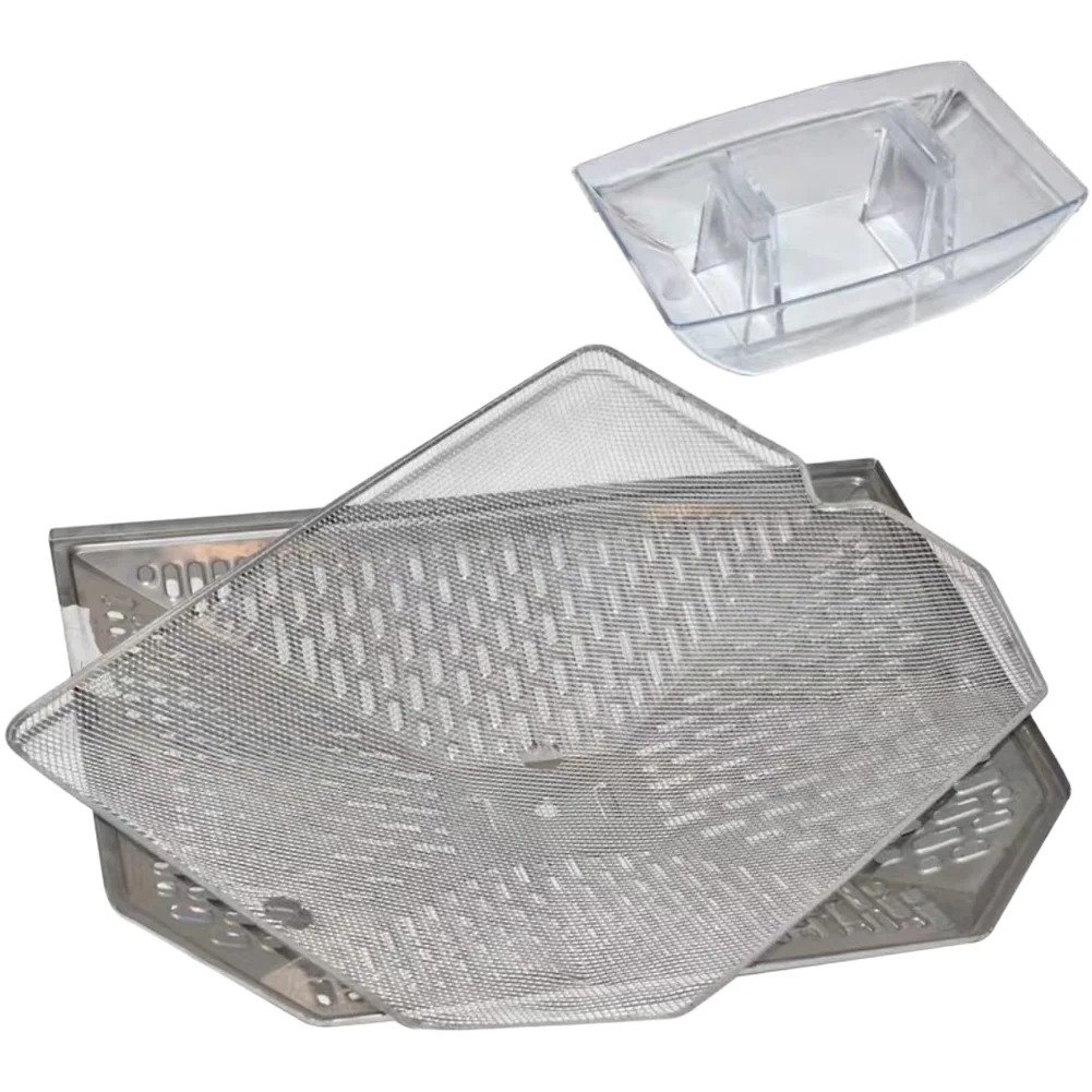 Replacement Range Hood Filter Set Featuring Stainless Steel Outer and Inner Mesh Plus Clear Plastic Oil Cup for Standard Hoods