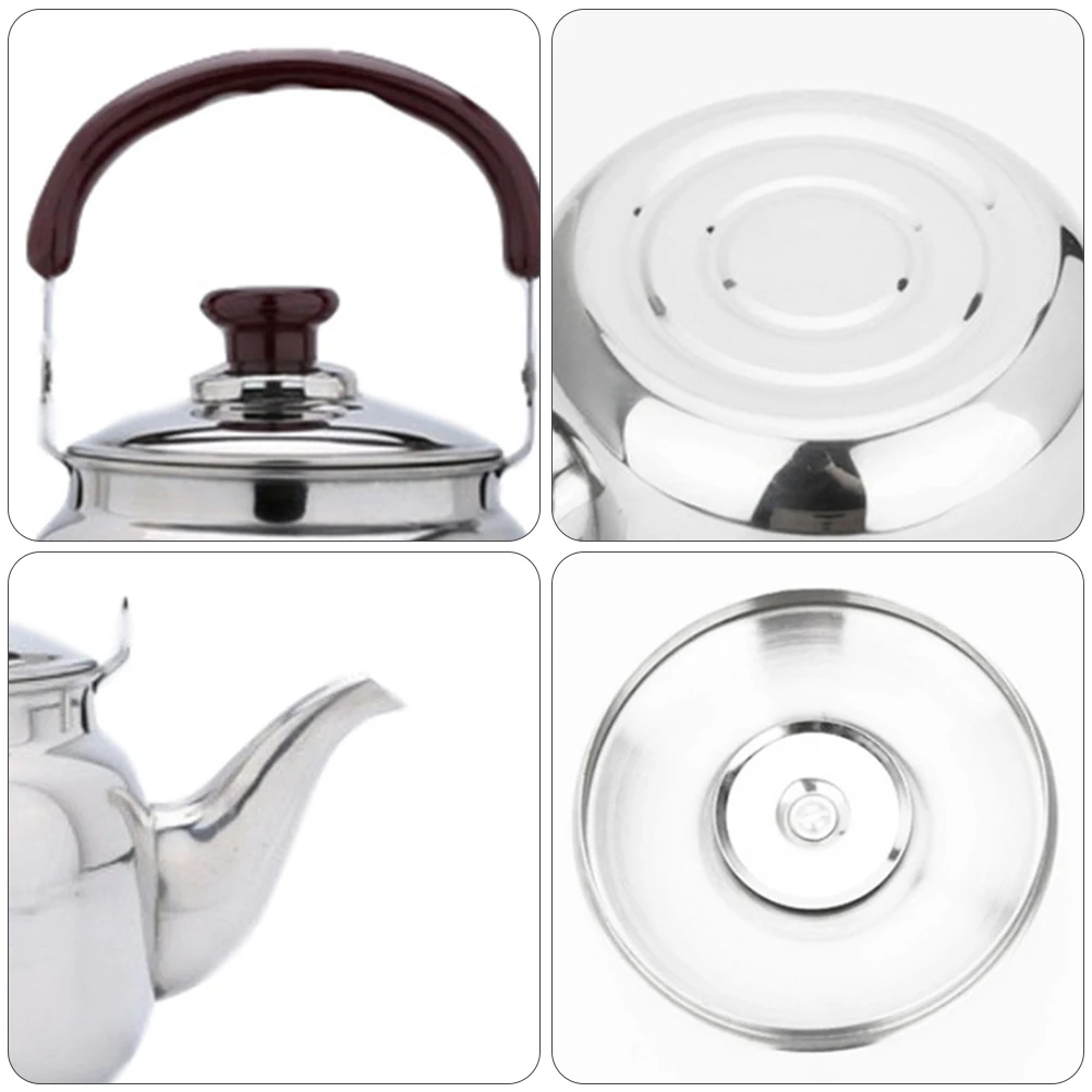 

Stainless Steel Stovetop Electric Water Kettle Thickened Portable Teakettle Heat Resistant Silver