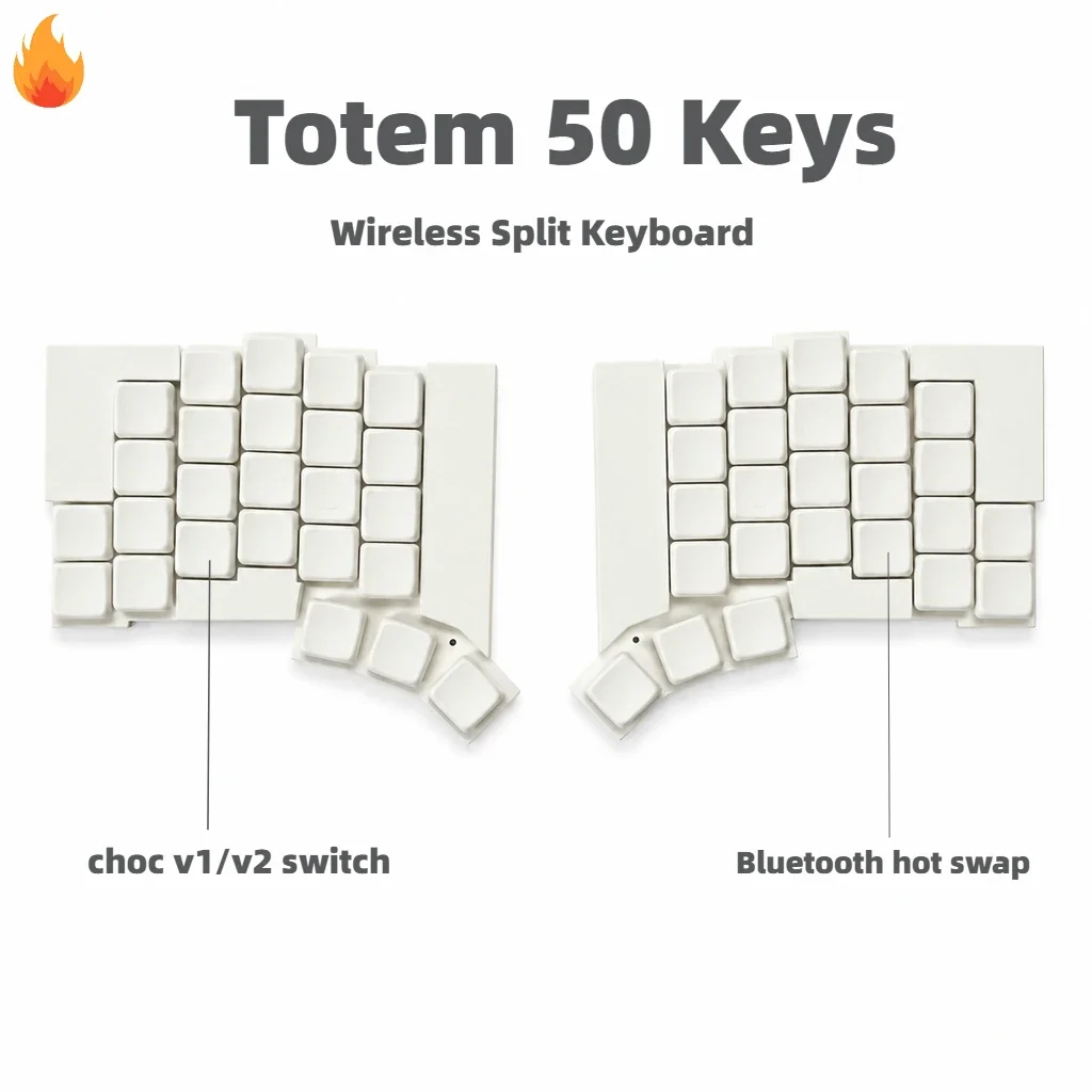 New Inspired Split Keyboard Kit 50-Keys Wireless Bluetooth Low Profile Choc V1/V2 Switch Hotswap Game Mechanical Keyboard