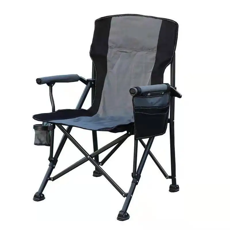 Silla de pesca plegable para exteriores, sillón portátil con respaldo para acampar