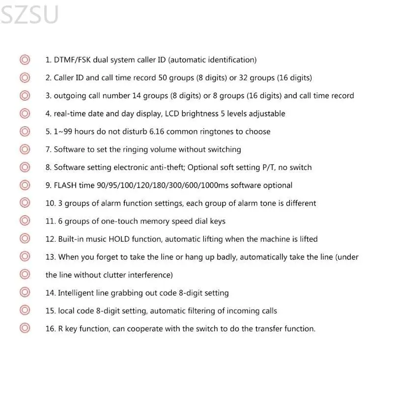 SZSU โทรศัพท์โทรศัพท์พื้นฐาน Caller โทรศัพท์โต๊ะแสดงหมายเลขเก็บโทรศัพท์