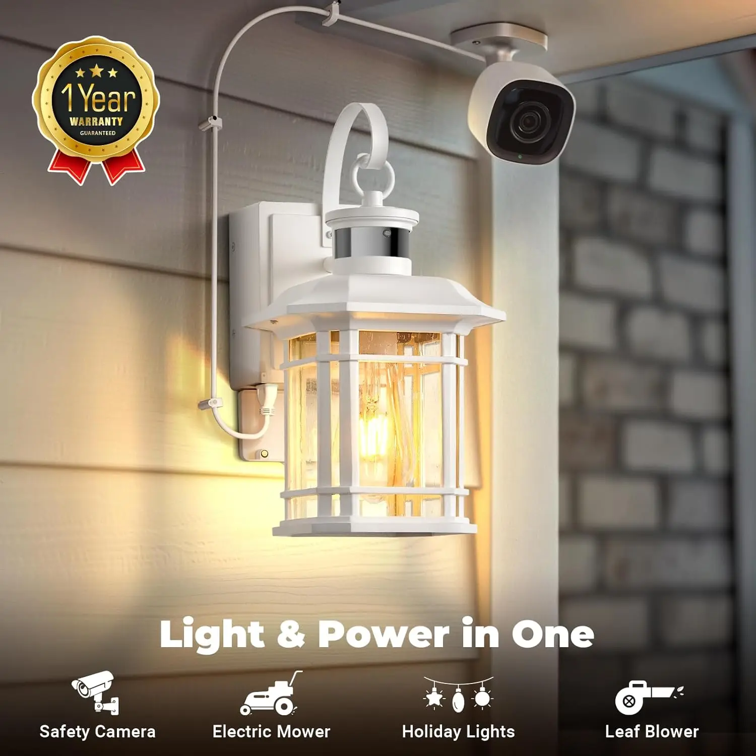 

2 Pack White Porch Light with GFCI Outlet, 3 Modes Motion Sensor Exterior Lighting Fixtures, Dusk to Dawn Outside Lights·On Sale