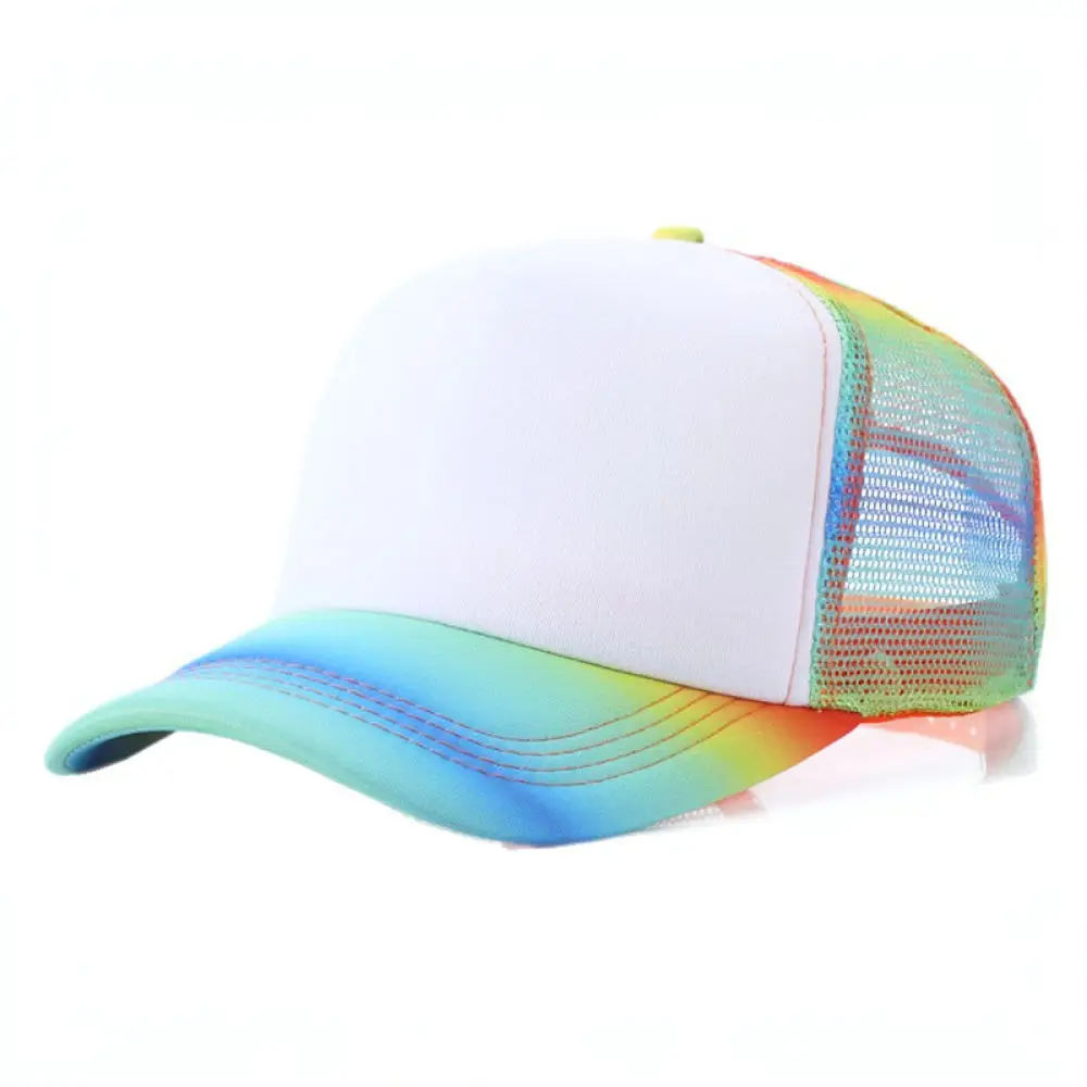 Summer Unisex Breathable Mesh Cap Fashion Star Print Trucker Hat Adjustable Sponge Baseball Cap For Outdoor Sunshade view 2