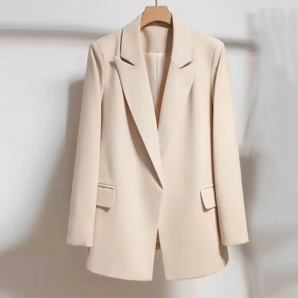 

Blazers Women Solid Color Suit Coat Spring Autumn Lapel Long Sleeve Flap Pockets Suit Jacket Lace-up Office Lady Blazers