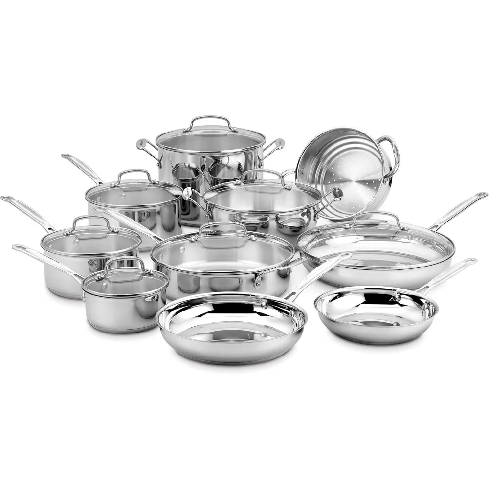 

17-Piece Cookware Set, Chef's Classic Steel Collection 77-17N pots and pans set non stick cooking pot set cooking pot