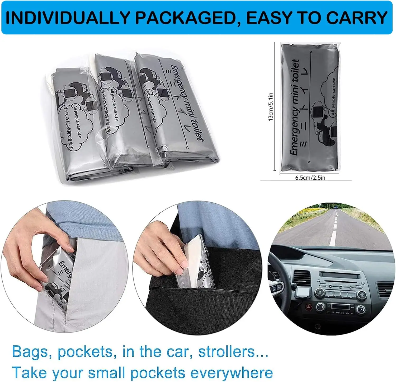 Disposable Emergency Urinal Bag, Portable Camping Pee Bags, Travel Pee Bags, Traffic Jam Emergency Portable Urine Bag, Vomit Bag