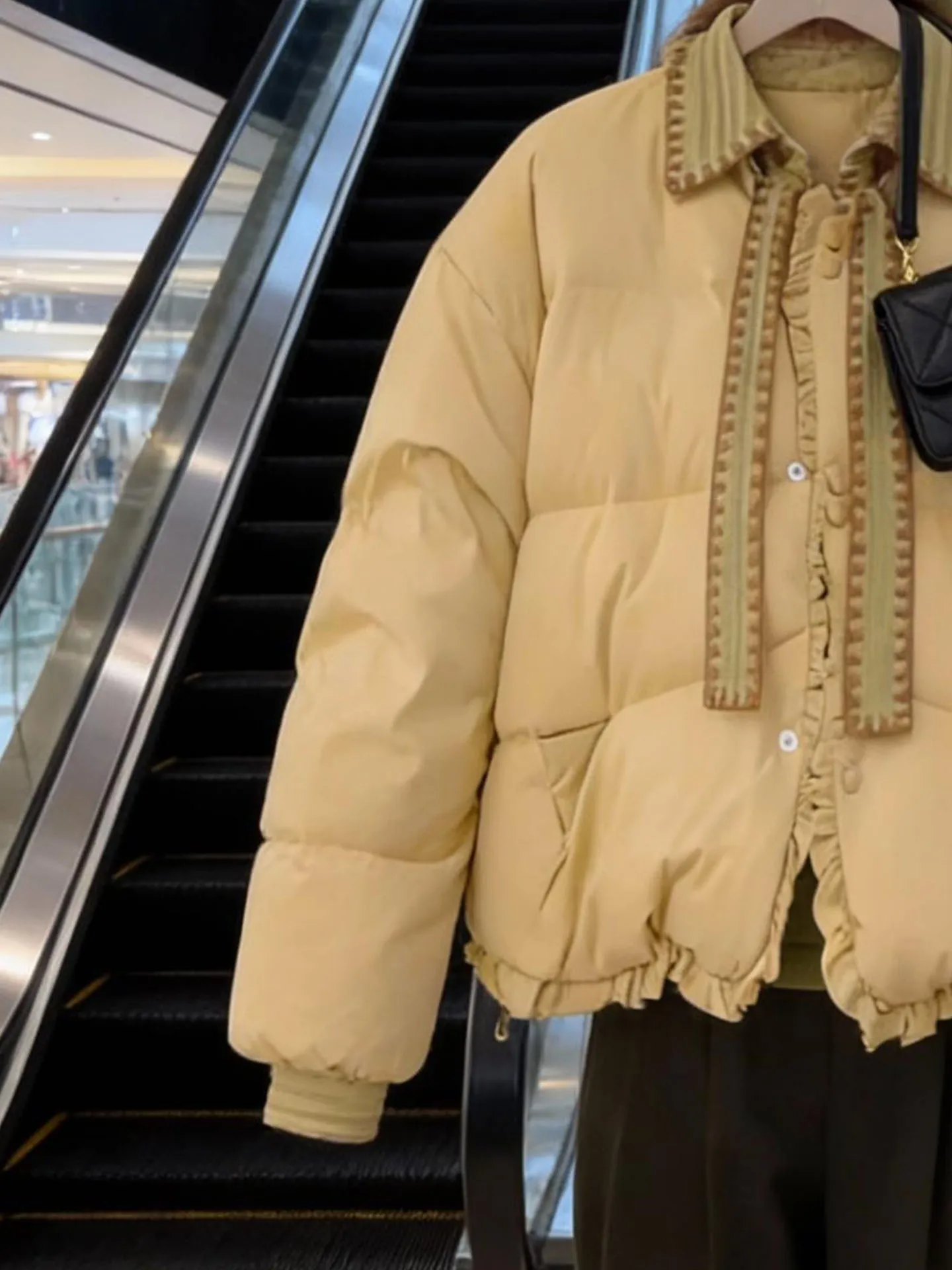 Sli ort Puffer Jaet Yellowi witte verdikte winterbovenkleding voor dames Koreaanse Sle normale pasvorm hoge taille