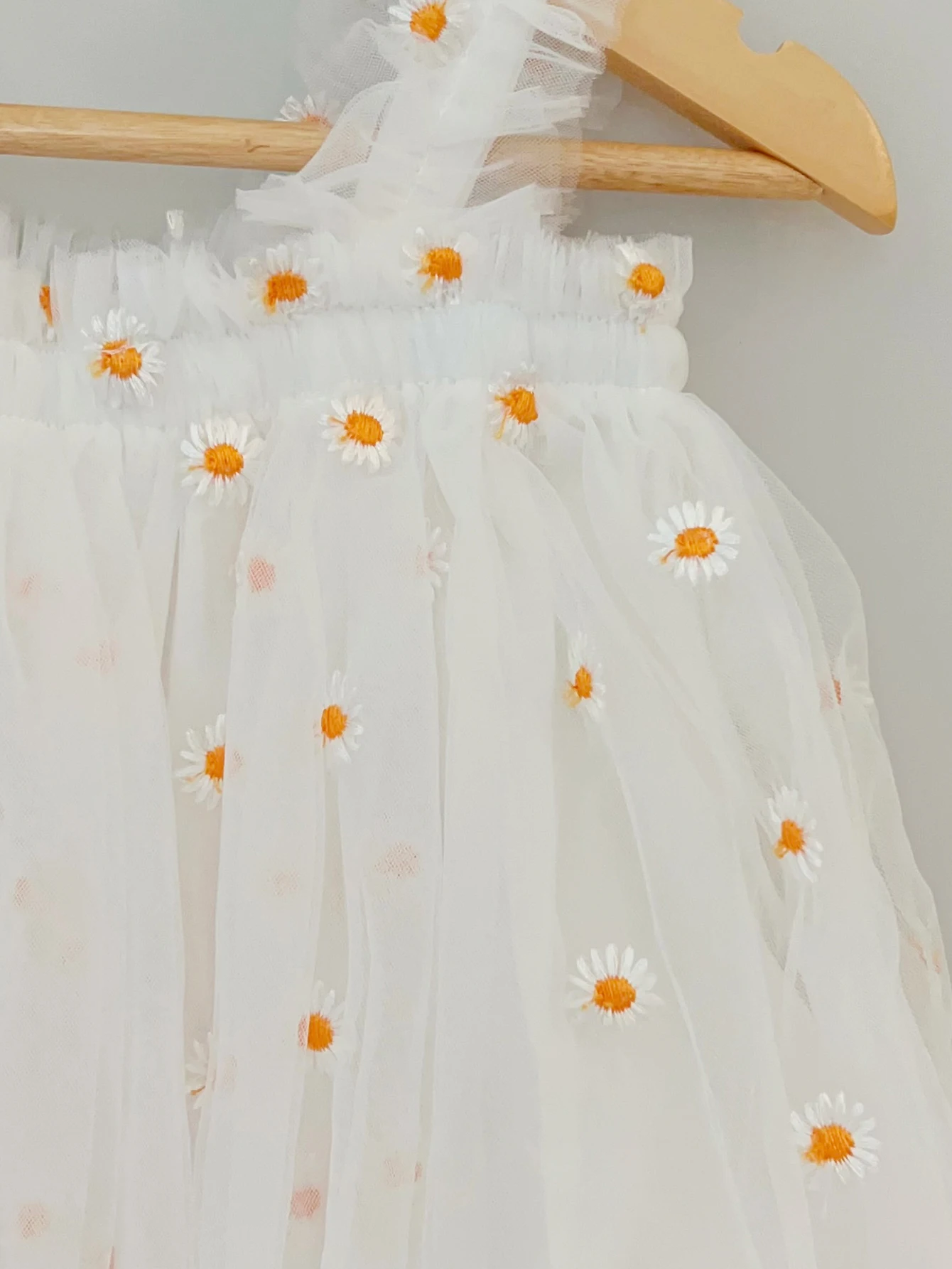 Summer Daisy Floral Baby Girls Tulle Dress Kid Birthday Party Dress Sleeveless Toddler Girl Princess Daisy Dress With Headband