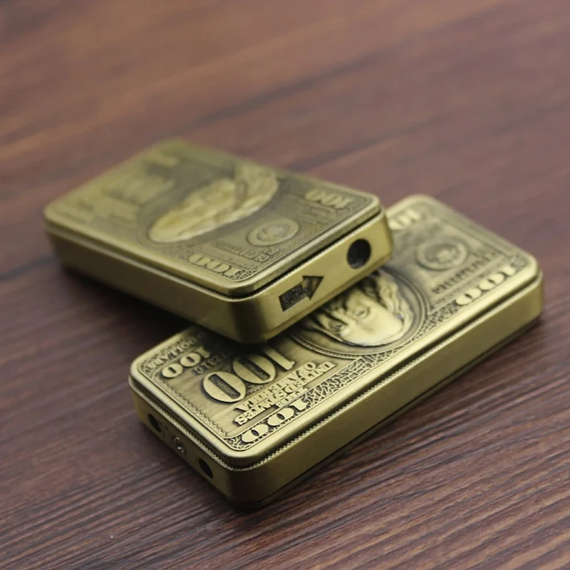 New Luxury Dollar Embossed Metal Lighter - Refillable Butane, Windproof Torch Flame, Cigar-Specific, Durable Smoking Tool