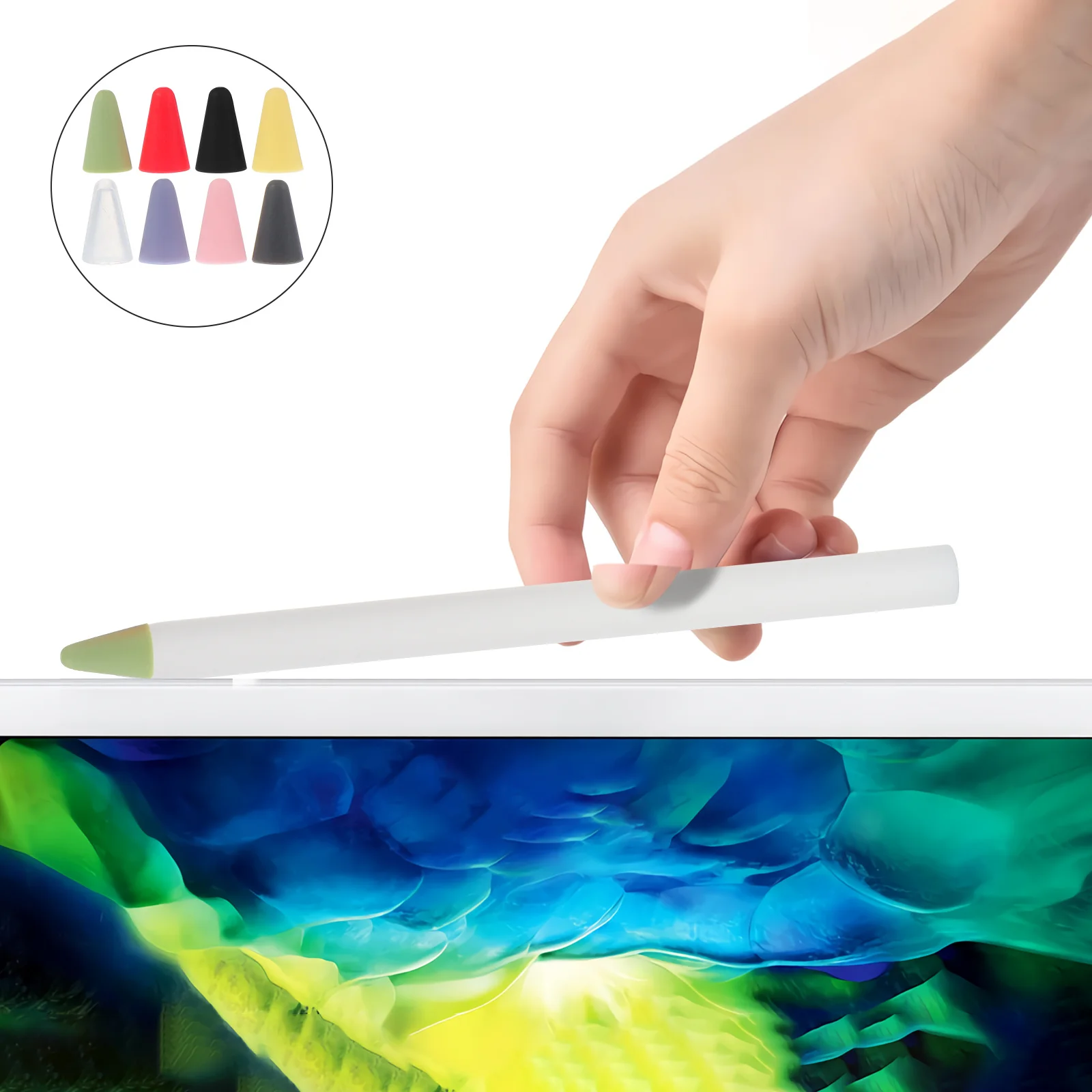 

8pcs Silicone Nib Hats For Pencil 1/2 Electronic Pen Tip Covers Touch Screen Stylus Protective Caps Reusable Waterproof