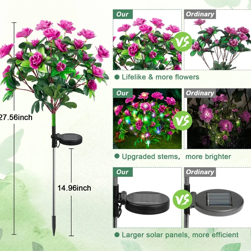 Picture 7: Waterproof LED Azalea Flower Solar Lights Outdoor Landscape Light for Lawn Patio Garden Path Decorative Lighting Best Gift