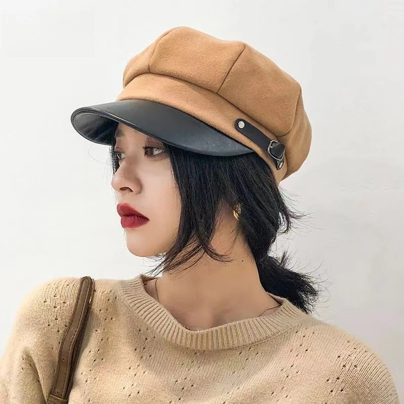Boina británica de moda Retro para mujer, sombrero octogonal versátil coreano, boina clásica Retro, gorra