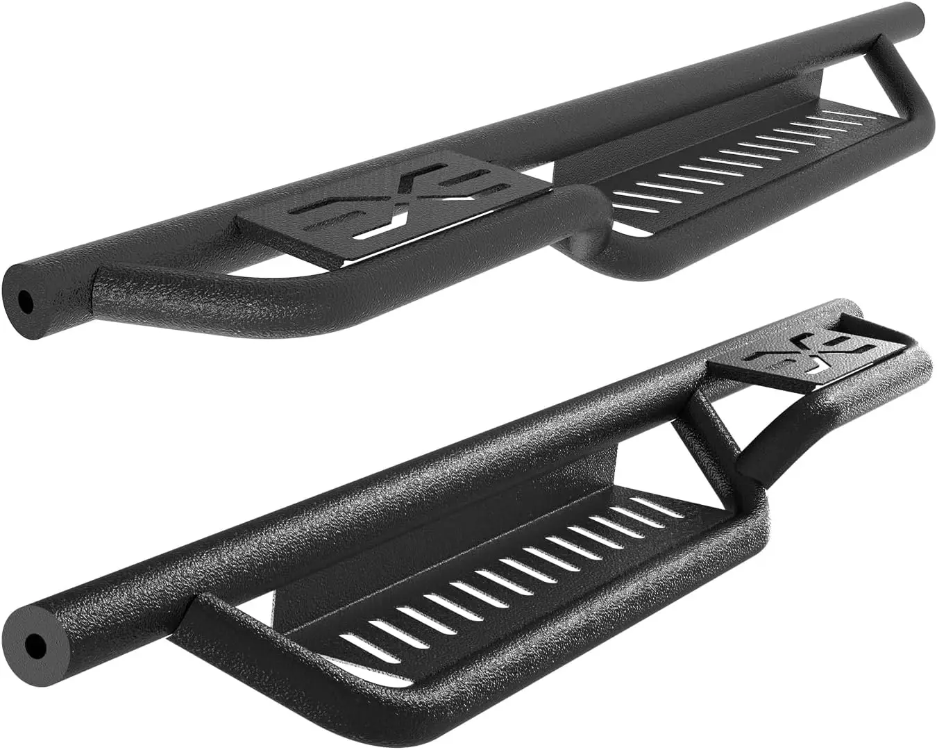Running Boards & Bolt-On Side Steps for 1997-2006 Jeep Wrangler TJ 2-Door, Heavy-Duty Steel 2-Step Design, Black Powder-Coated Nerf Bars
