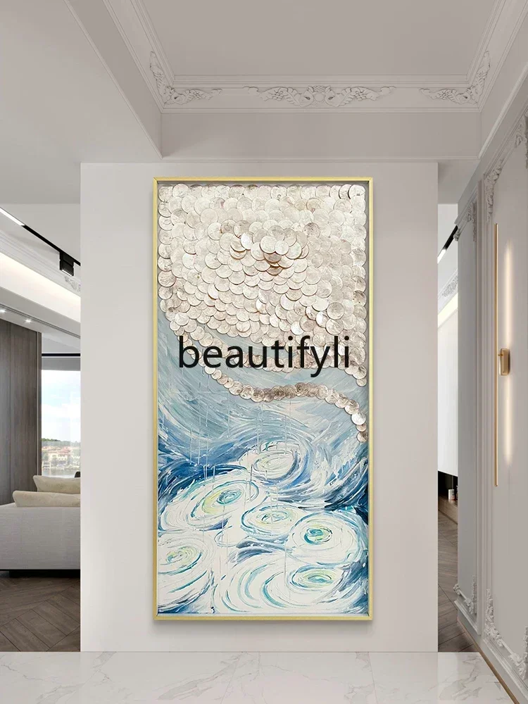 D5556  C Original hand-painted art oil painting high-end entrance entrance shell decoration landscape hanging painting wall deco