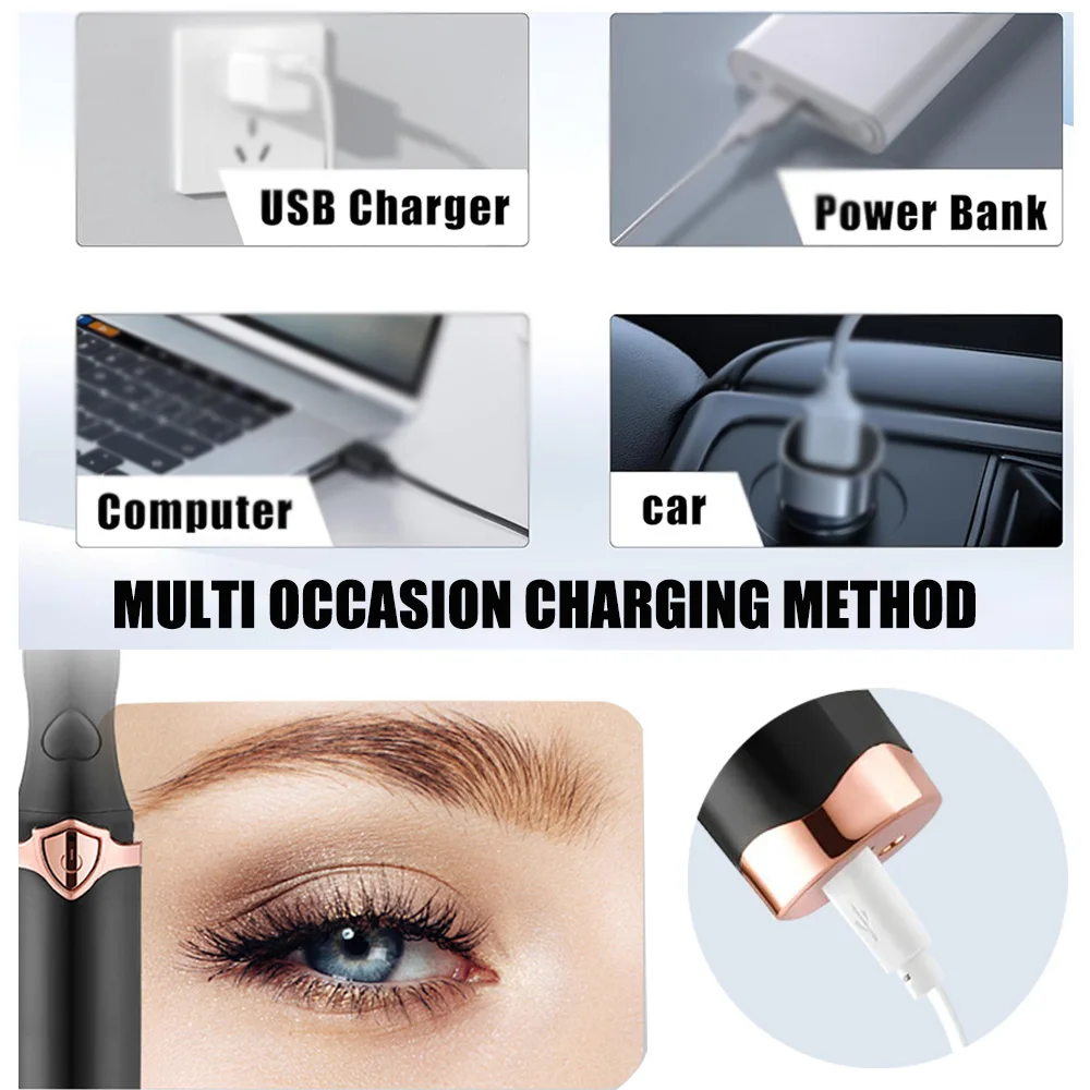 Draagbare verwarmde wimpers Curling 3-temperatuurmodus USB Natuurlijke nepwimpers Curler voor wimpers Make-up gereedschap Accessoires