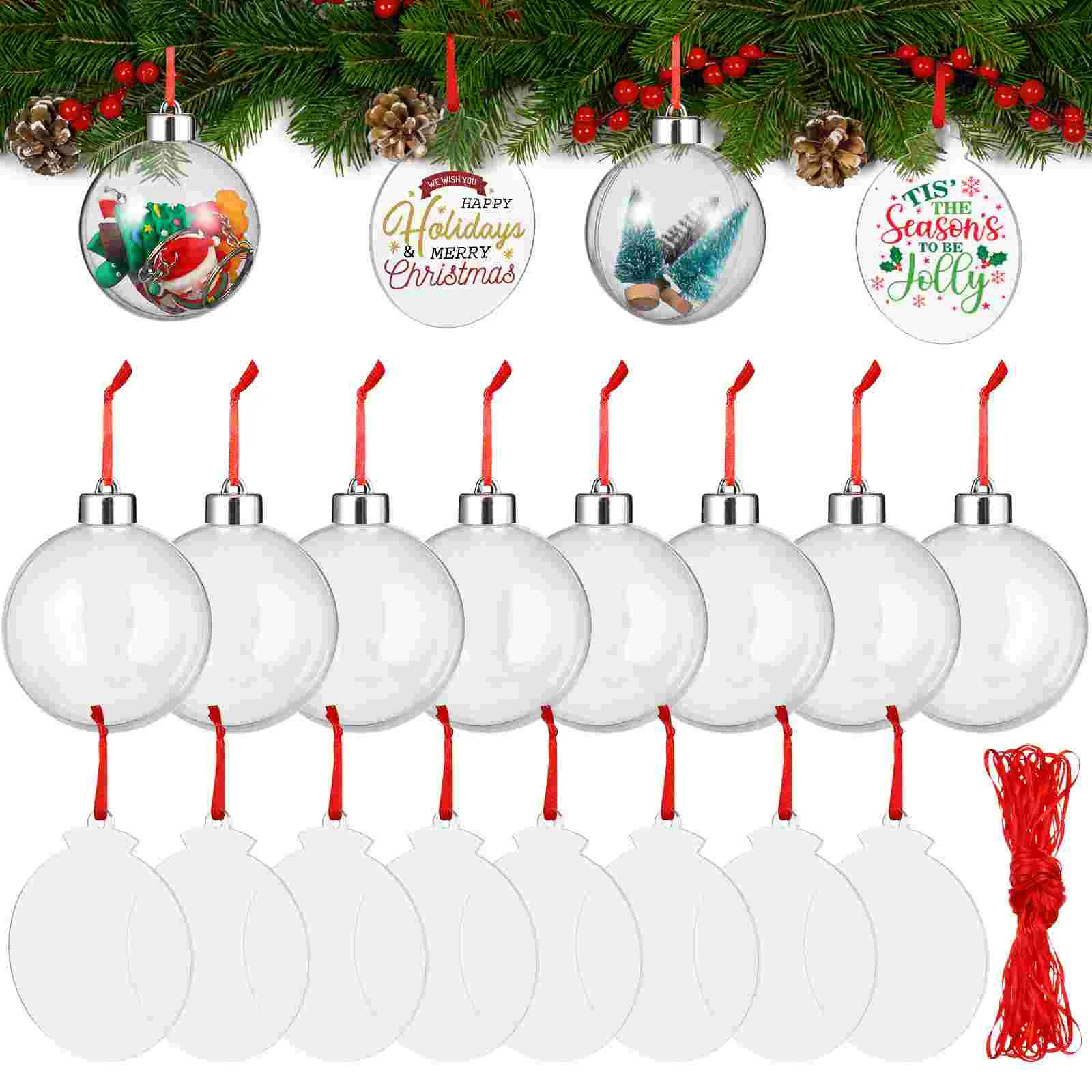 

Christmas Tree Clear Ornaments for Crafts Fillable Decorations Blank Ball Plastic Balls Discs Round Acrylic Blanks