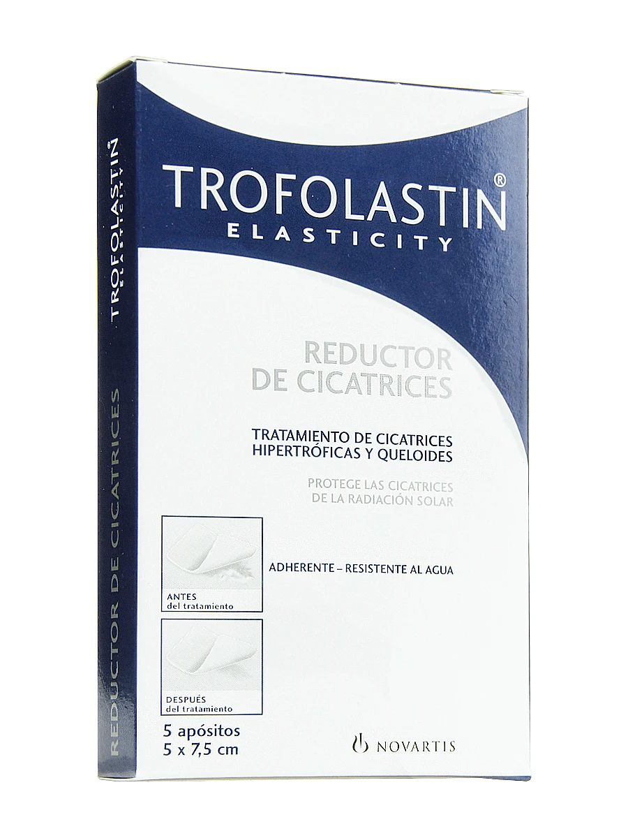 Trofolastin reductor de cicatrices 5 apósitos de 5x7.5cm - Tratamiento de cicatrices hiperotróficas y queloides.