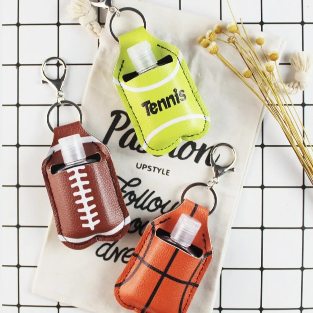 Sports Hand Sanitizer Keychain Baseball Soccer Football Pendant Tennis Softball Basketball Sub-bottle Keyring Backpack Decor