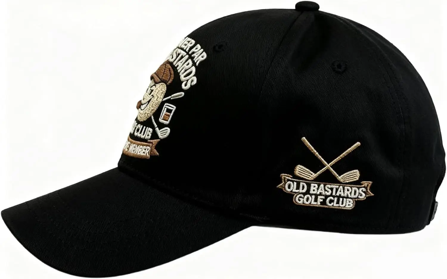 “Old Bastards Golf Club” Embroidered Cap, 100% Over Par Lifetime Member Edition 3D Embroidered Adjustable Cotton Golf Hat