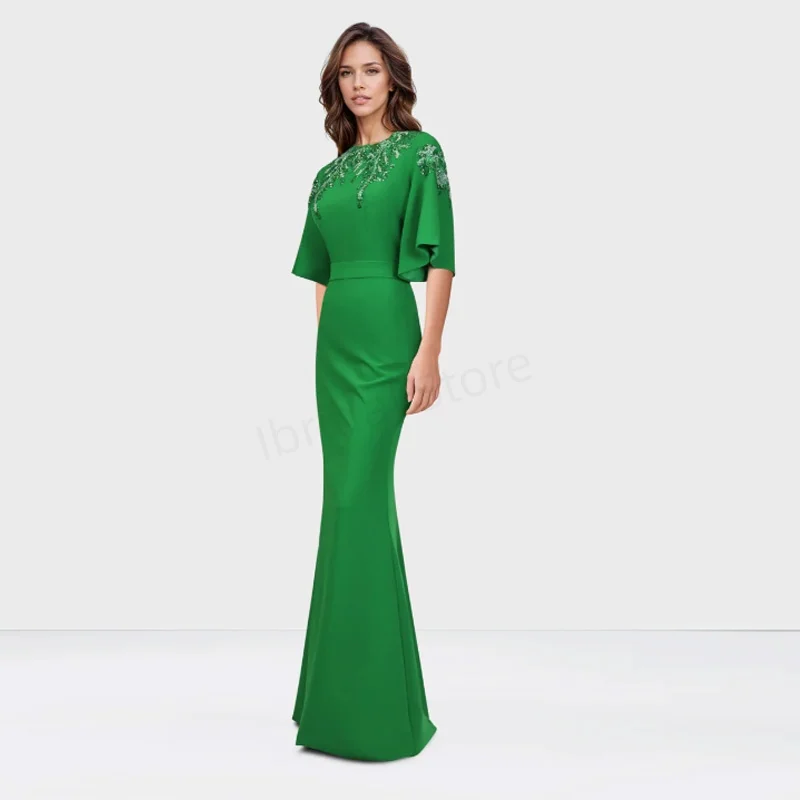 Maßgeschneidertes elegantes Abendkleid mit Applikationen, bodenlanges Ballkleid, O-Ausschnitt, Etuikleid, formelles Partykleid, Saudi-Arabien-Kleid