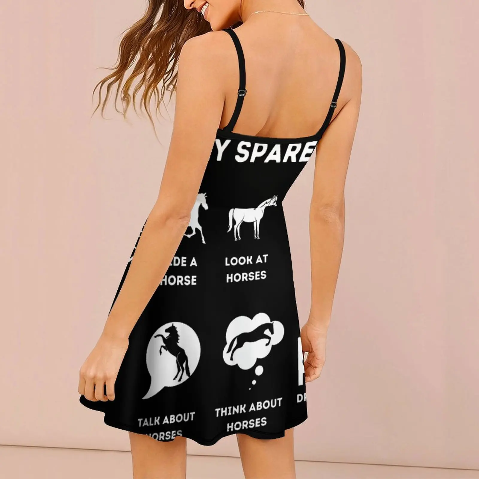 Things I Do In My Spare Time Funny Horse Graphic Sexy  Woman's Dress Women's Sling Dress Geeky  Parties Suspender Dress