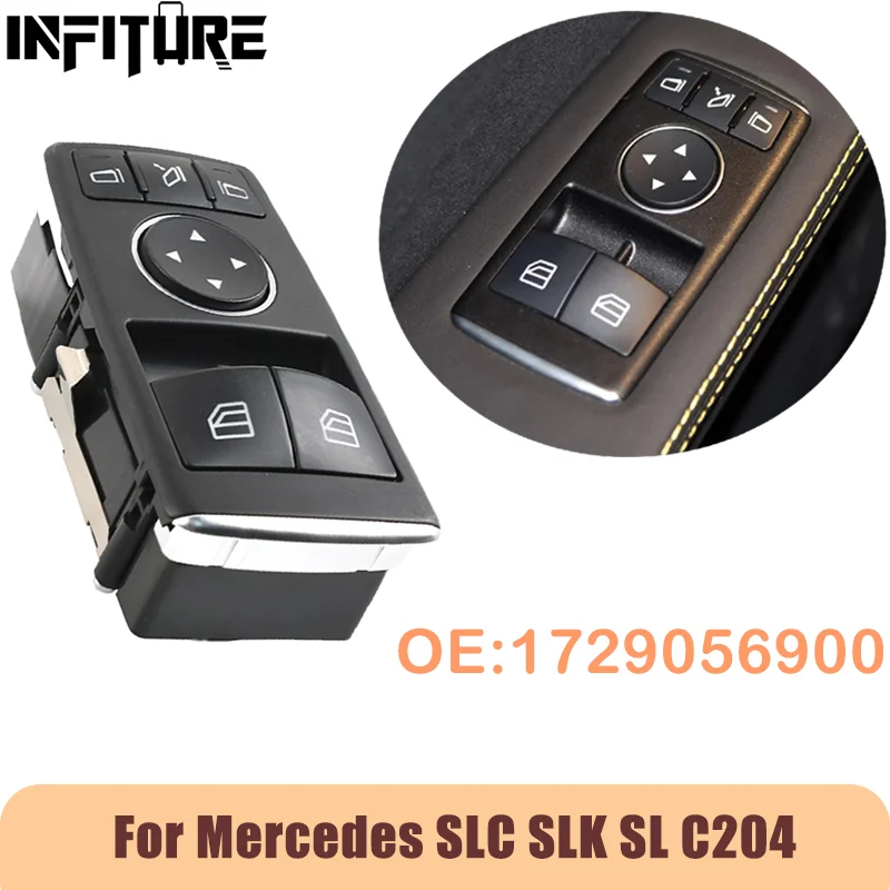 Driver Side Window Regulator Switch Button Cover Electric Main Window Regulator Switch 1729056900 For Mercedes SLC SLK SL C204