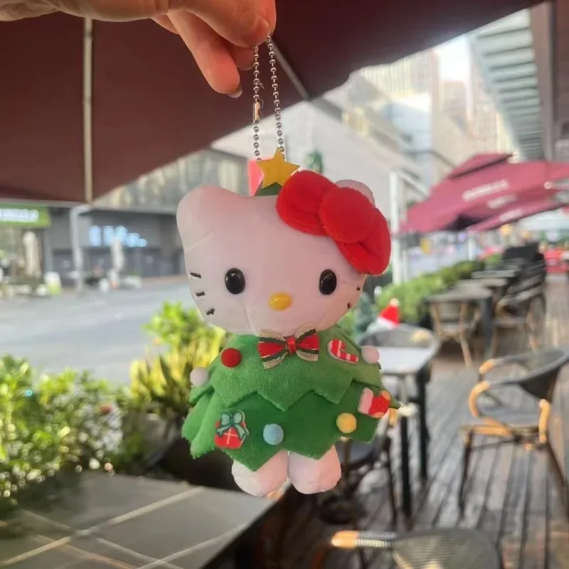 Sanrio Hello Kitty Portachiavi in peluche Cartoon Anime Gonna per albero di Natale KT Cat Doll Zaino carino Ciondolo Regali per le vacanze per ragazze e bambini