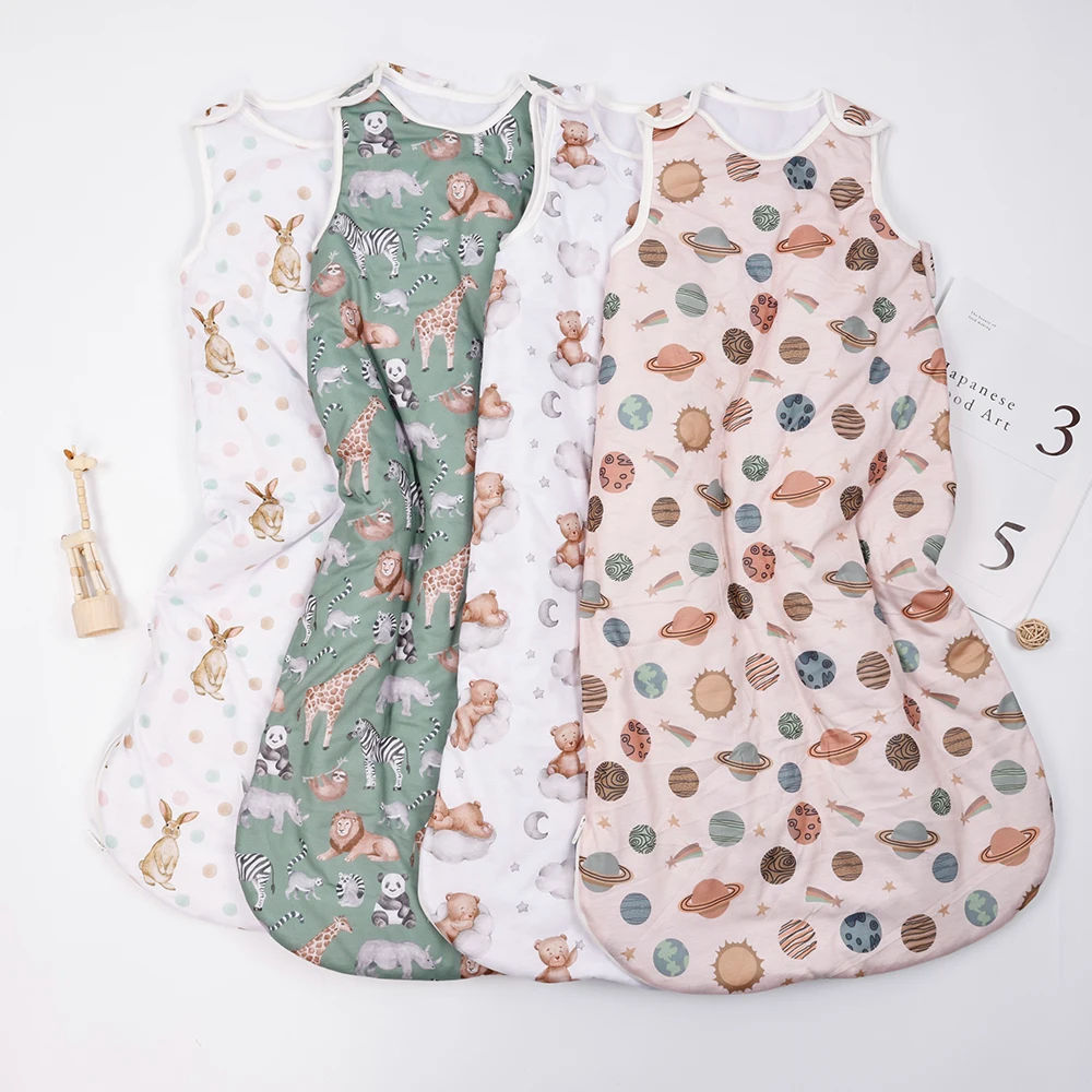 Elinfant 1 szt Śpiworek dziecięcy Polyster Farbic Fashion Prints S/M/ L 3 rozmiary Oddychający, zmywalny, ciepły śpiworek dziecięcy z kamizelką