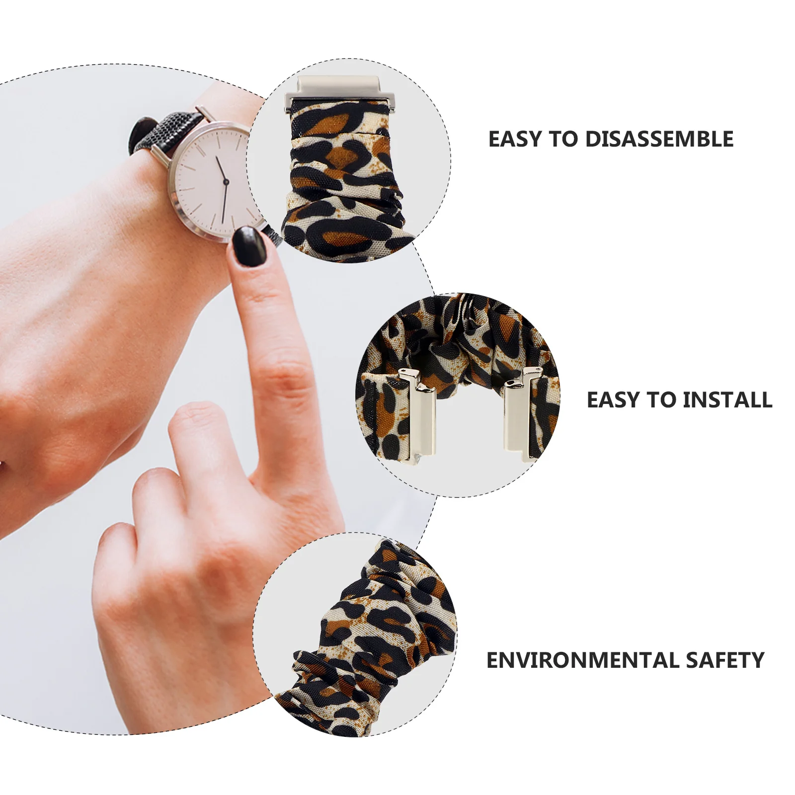 

Scrunchie Watch Band Leopard Print Elastic Comfortable Non-Breaking Chic Strap Suitable for Galaxy Watch Active 20mm Fashion