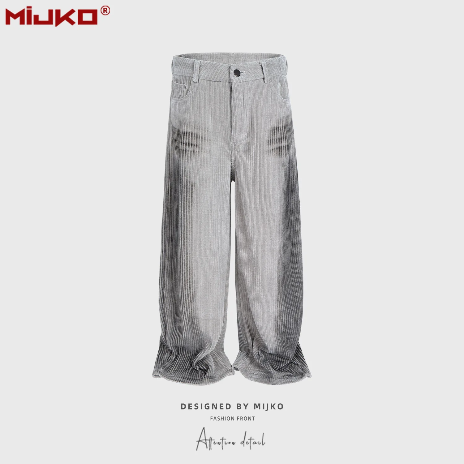 

MIJKO Corduroy Casual Pants Mens Retro High Street Spring Loose Straight Wide Leg Trousers C875#