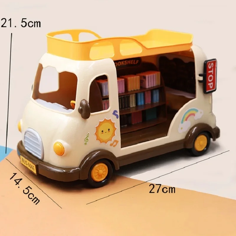 New Forest Animal Outdoor station wagon school bus Set DIY Simulation Furniture Girl Play House Toys kid birthday Gift