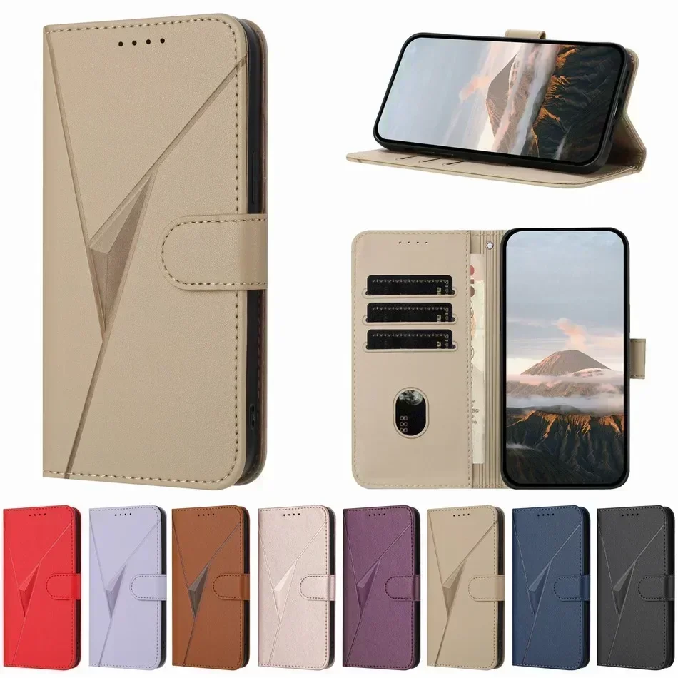 High-quality 3D Triangle Wallet Phone Cover For Samsung Galaxy A02 A13 A14 A15 A16 A32 A33 A34 A35 A52S A53 A54 A55 A04S A05S A0