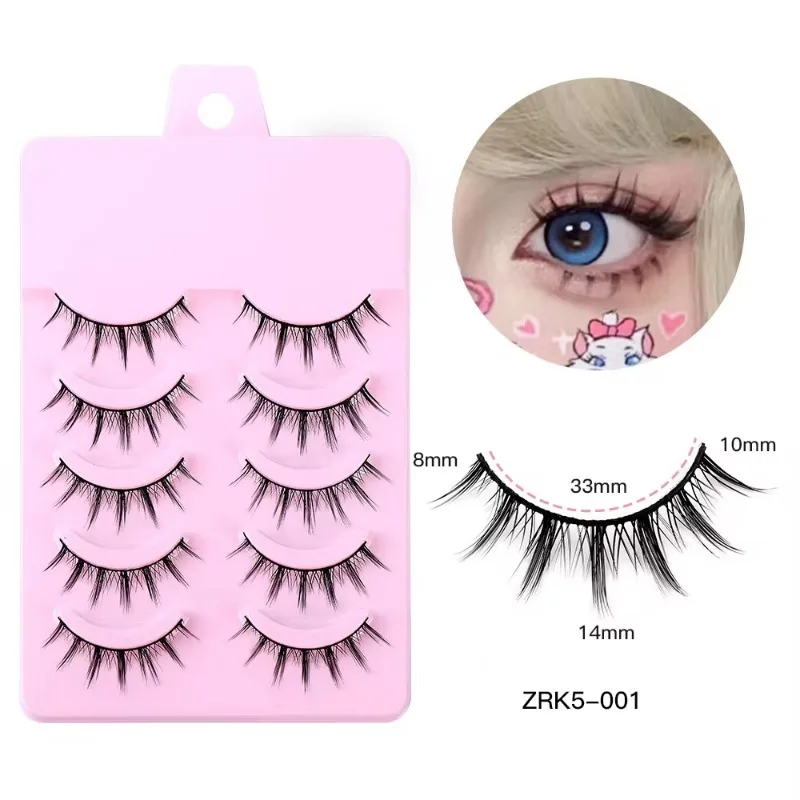 Manga Lashes Natural False Eyelashes Faux Mink Fluffy Spiky 3D Volume Fake Eyelash Curl Korea Fashion Makeup Lash Easy Wear