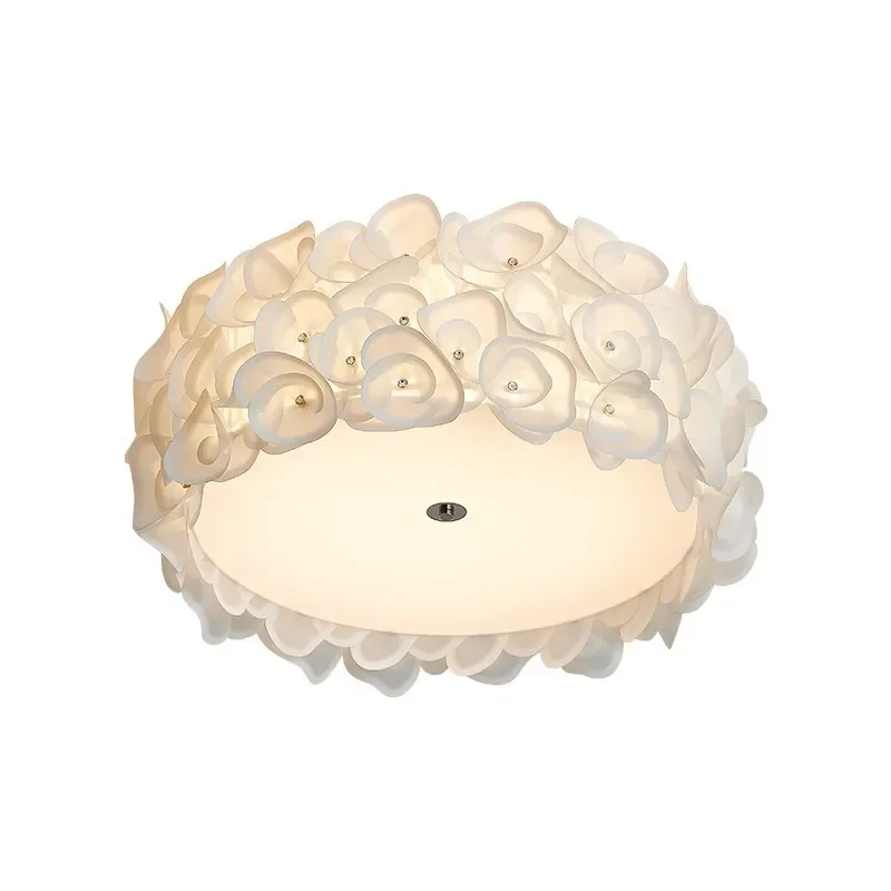 

Потолочный светильник для спальни полного спектра, французский кремовый ветер, креативный лепесток, лампа для гостиной, комнаты, интеллектуальная защита глаз