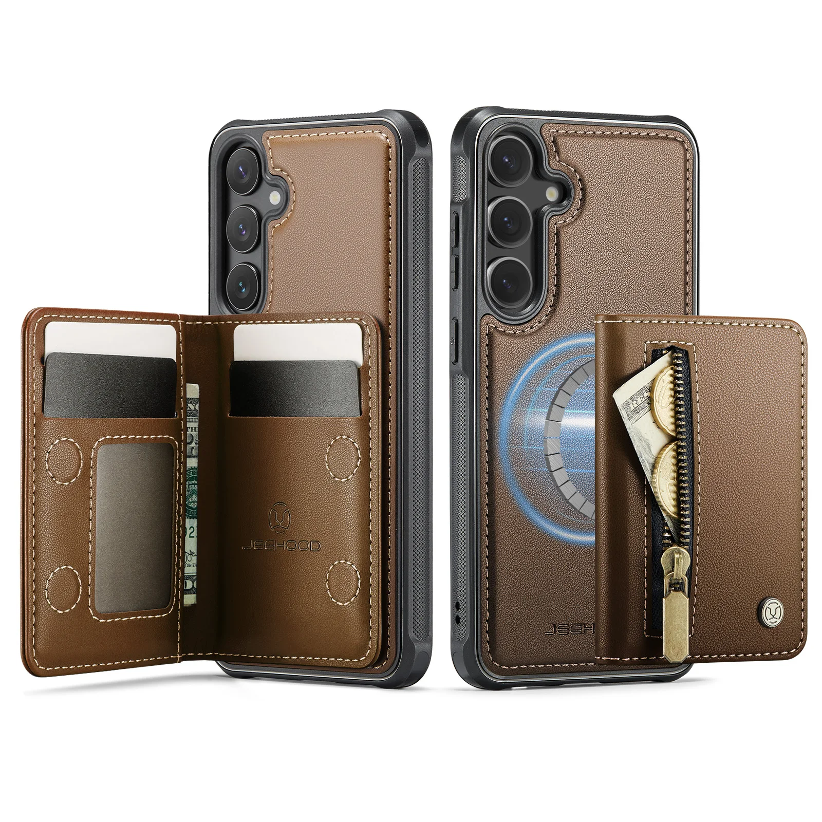 2 in 1 Detachable RFID Zipper Magnetic Leather Wallet Cards Solt Case For Samsung S25 Edge S24 Ultra S23 Plus S23 kickstandCover - Image 2