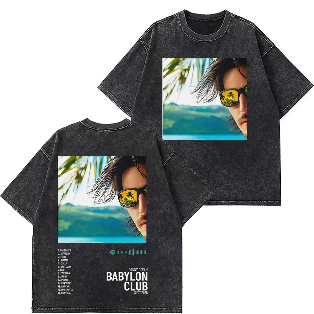 

Футболка с принтом Rapper Danny Ocean Reflexa Tour 2025, мужская и женская, в стиле хип-хоп, повседневная, с коротким рукавом, винтажная, с эффектом потертости