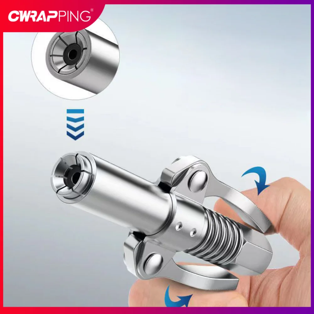 Grease Gun Coupler Grease Nozzle Lubricant 10000 PSI NPTI/8 High Pressure Tip Repair Tools Oil Pump Car Syringe Stainless Steel image 2