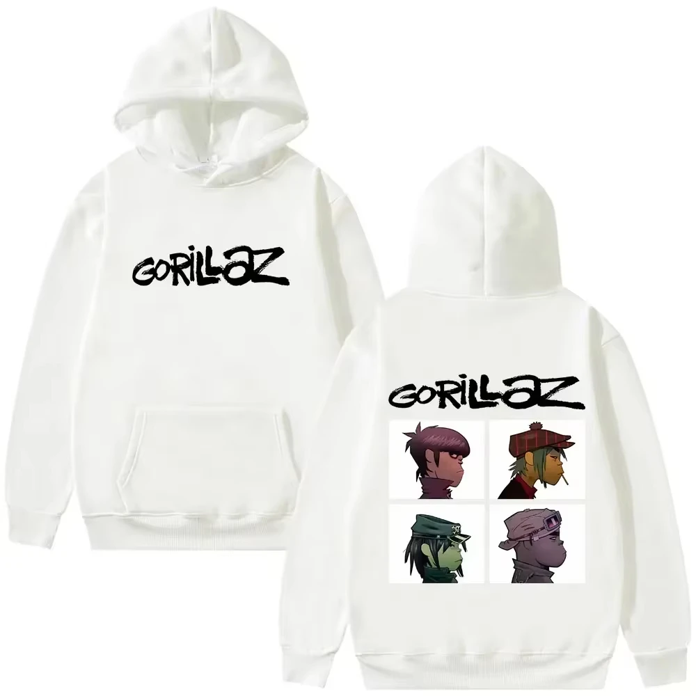 The Gorillaz Rock Band Album Poster Graphic Print Pullover Men Women Streetwear Hip Hop Hoodies Harajuku Y2K Fashion Sweatshirts