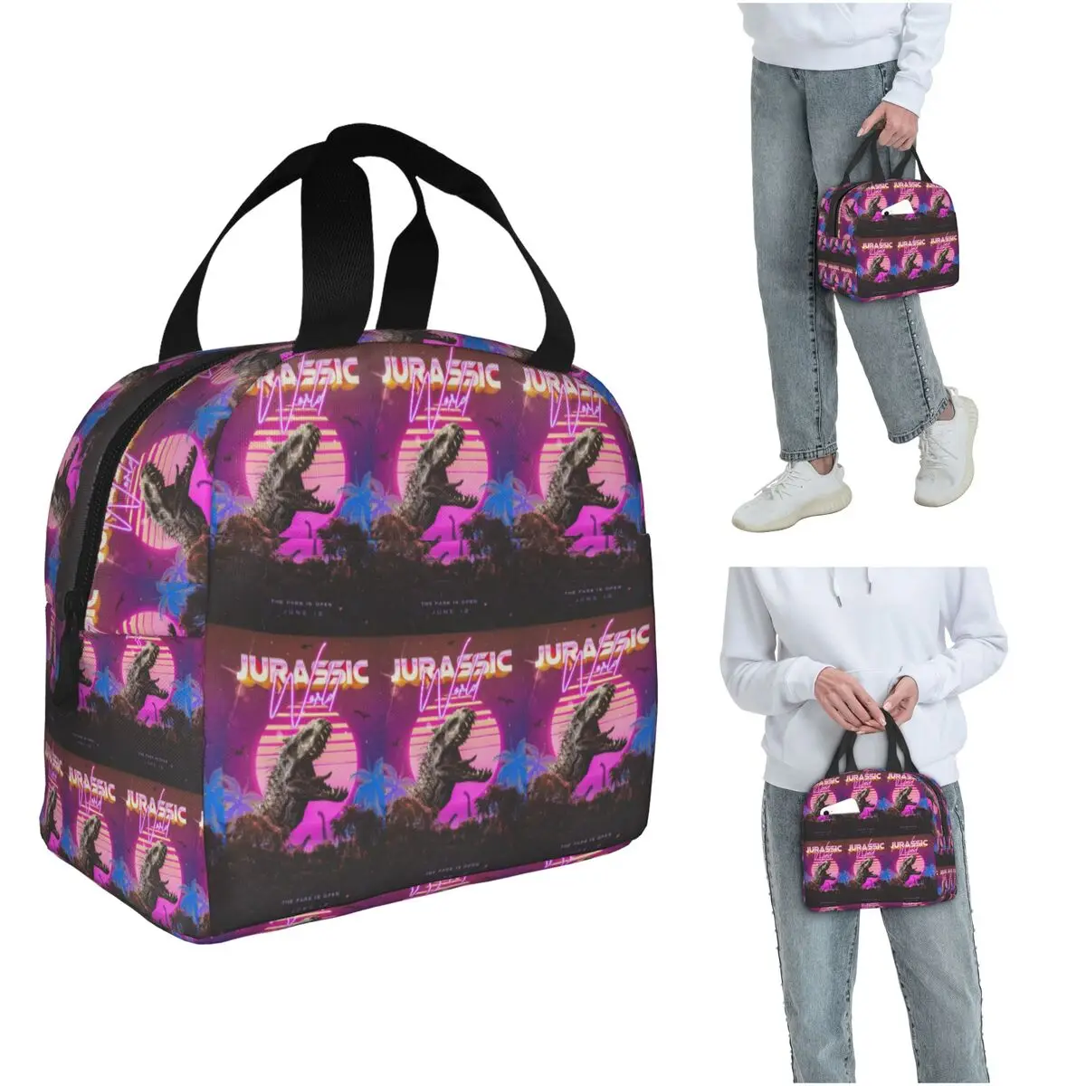 New Jurassic World Dinosaur Insulated Lunch Bag for Women Kids Portable Food Boxes Thermal Lunch Box Tote