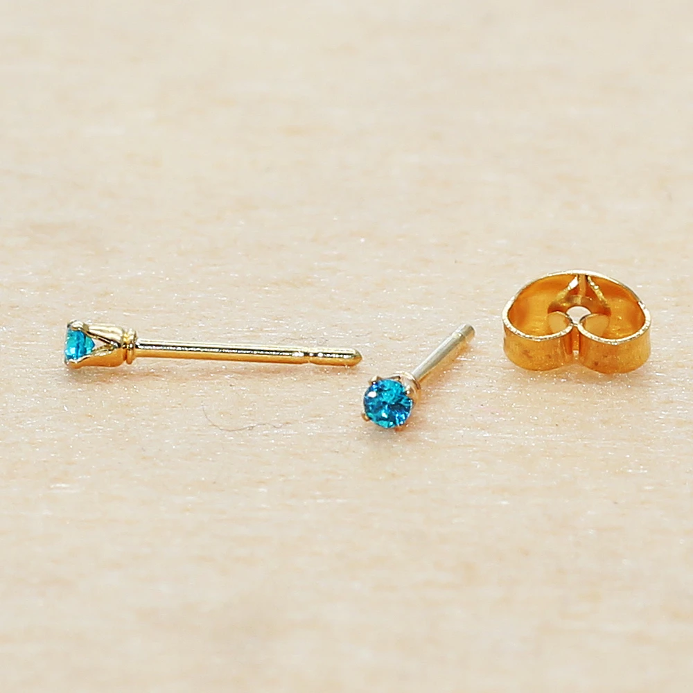Mini 2mm  Minimalis Super Colors 3AAA Zircons With Stainless Steel Earring IP Plating No Fade Allergy Free Quality Jewelry