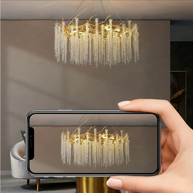 Imagem -06 - Modern Nordic Led Hanging Pendant Light Crystal Suspend Chandelier Lamp For Living Room Restaurante Hotel Quarto Jantar k9 2023