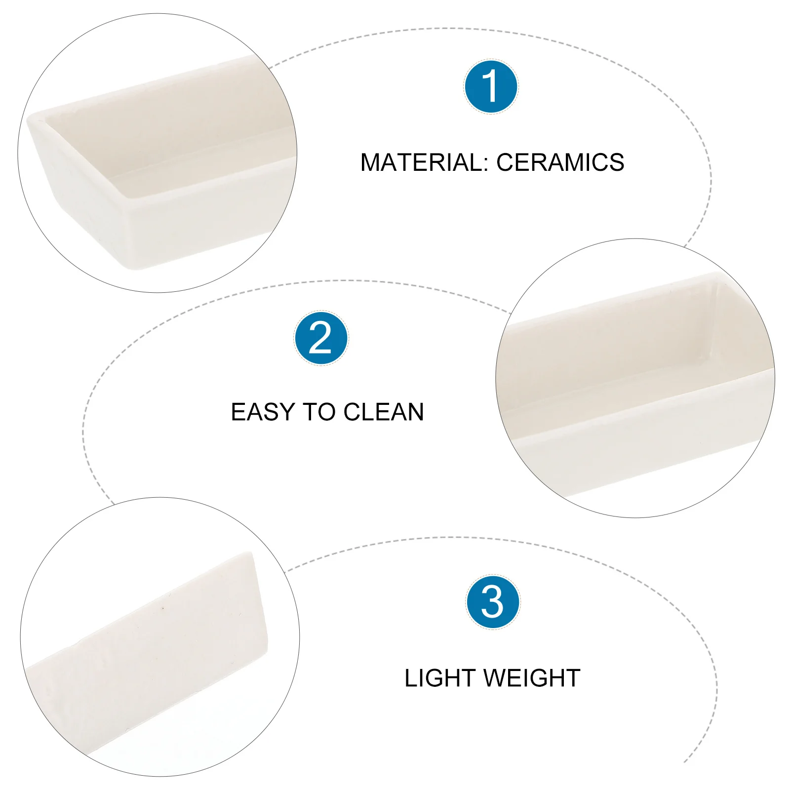 

3Pcs Ceramics Burning Holder Durable Chemical Rectangular Experimental Burning Holder Laboratory Lightweight Easy to Use