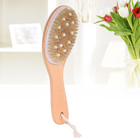 1Pcs Body Brush Natural Wood Handle Bath Brush Exfoliating Shower Scrubber Back Cleaner Deep Cleansing Soft Bristle Rope Hanging