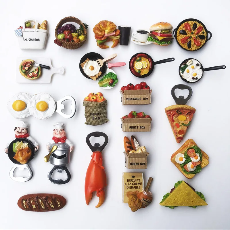 Creative 3d Delicious Food Opener Fridge Magnets Hand-painted Decorative Magnetic Refrigerator Stickers