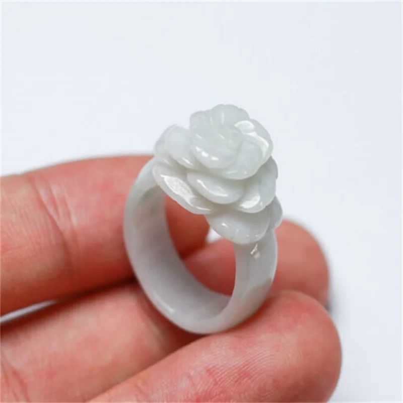 

Certified Green 100% Natural A JADE Jadeite Rose Flower RING