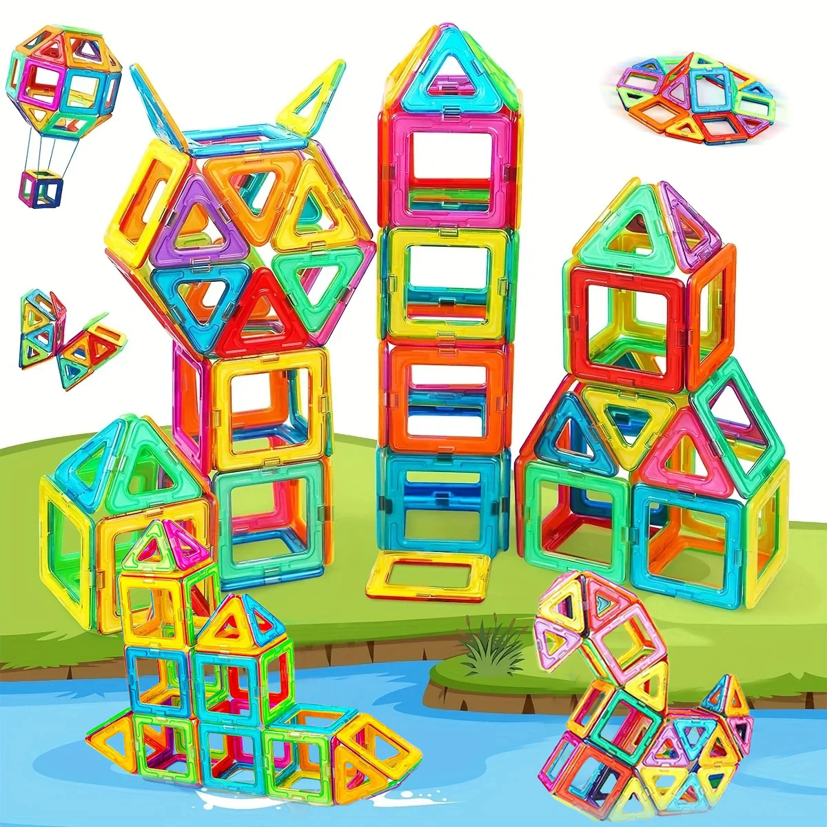 Magnet Toys Big size DIY Magnetic Building Blocks Construction Toys For Kids Building Blocks STEM Toys Learning Educational Toys