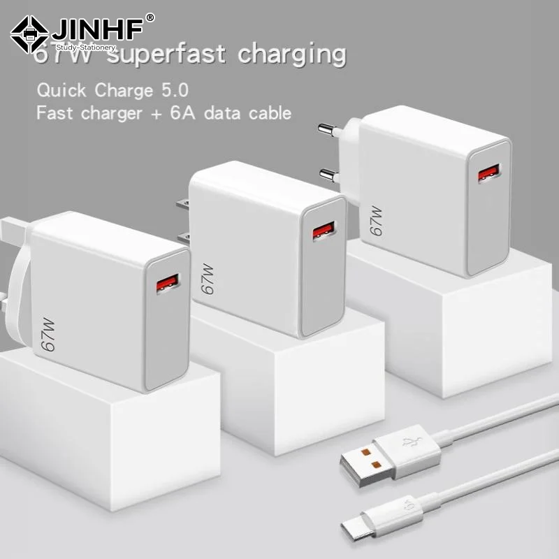67W USB C Fast Charger Fast Charging 6A Type C Cable For Phones Home Office Travel Use