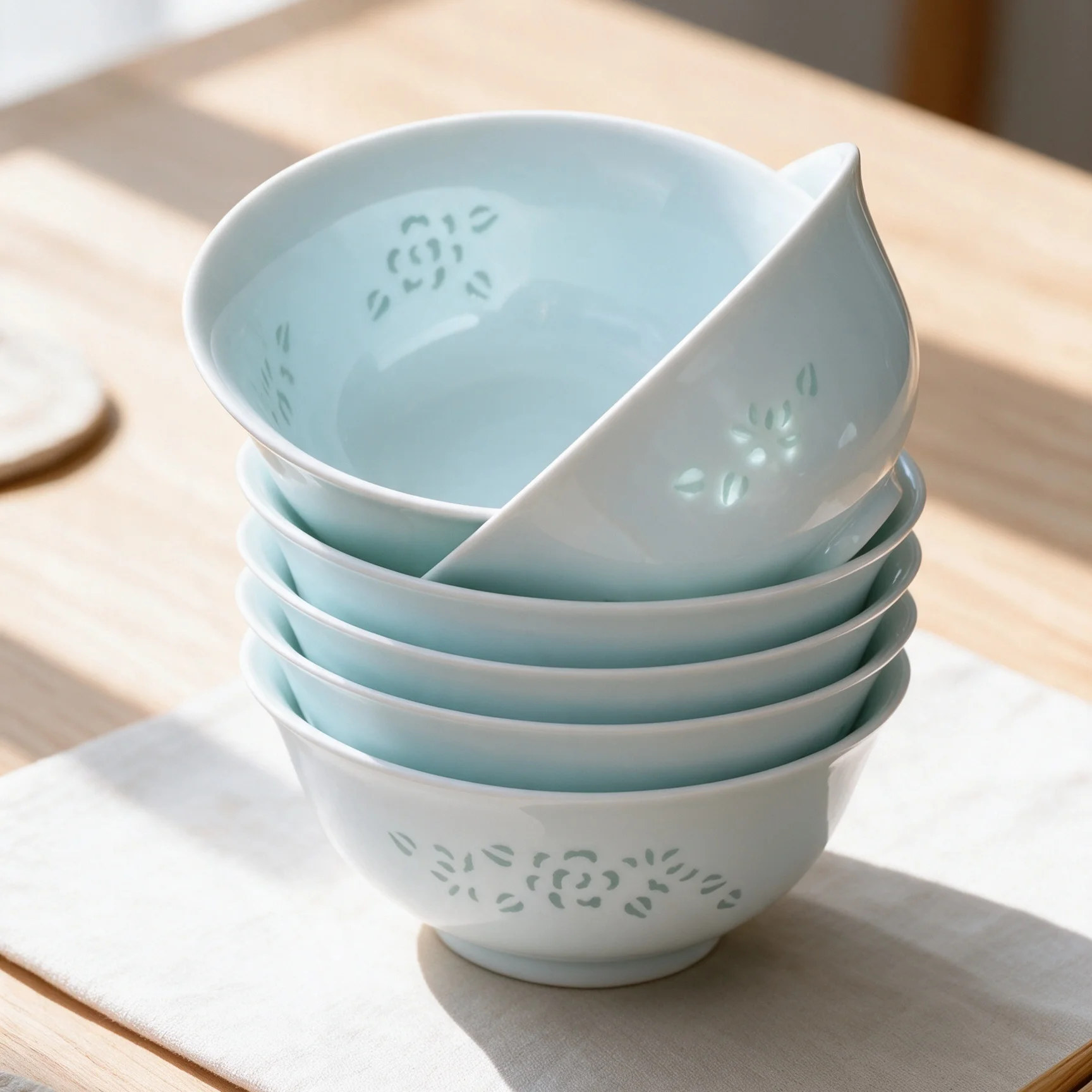 LIANHUA POTTERY Custom Linglong Celadon Porcelain Tableware Set – Handcrafted Jade-Glazed Rice Grain Ceramic Premium Gift